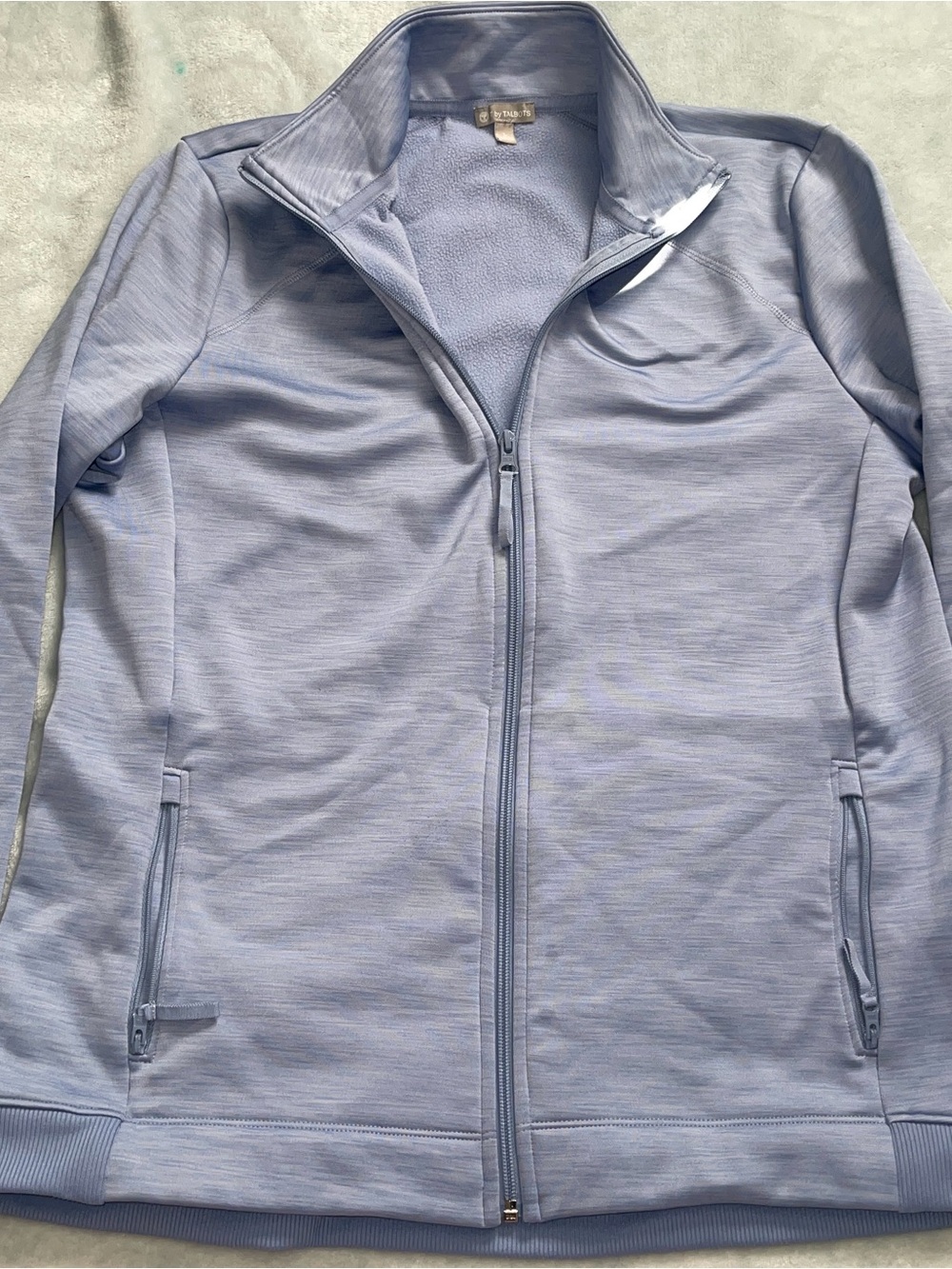 Talbots Light Blue Zip-Front Pullover - Picture 2 of 5